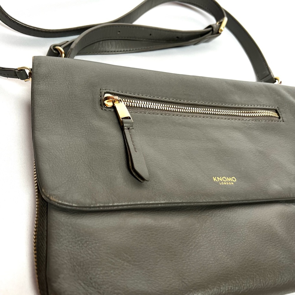 KNOMO London Elektronista Leather Tech Organizer Crossbody Bag Travel Work - Picture 2 of 14